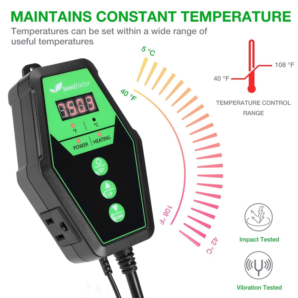 SEEDLING HEAT MAT Digital Thermostat Combo Set 20x20 SEEDFACTOR