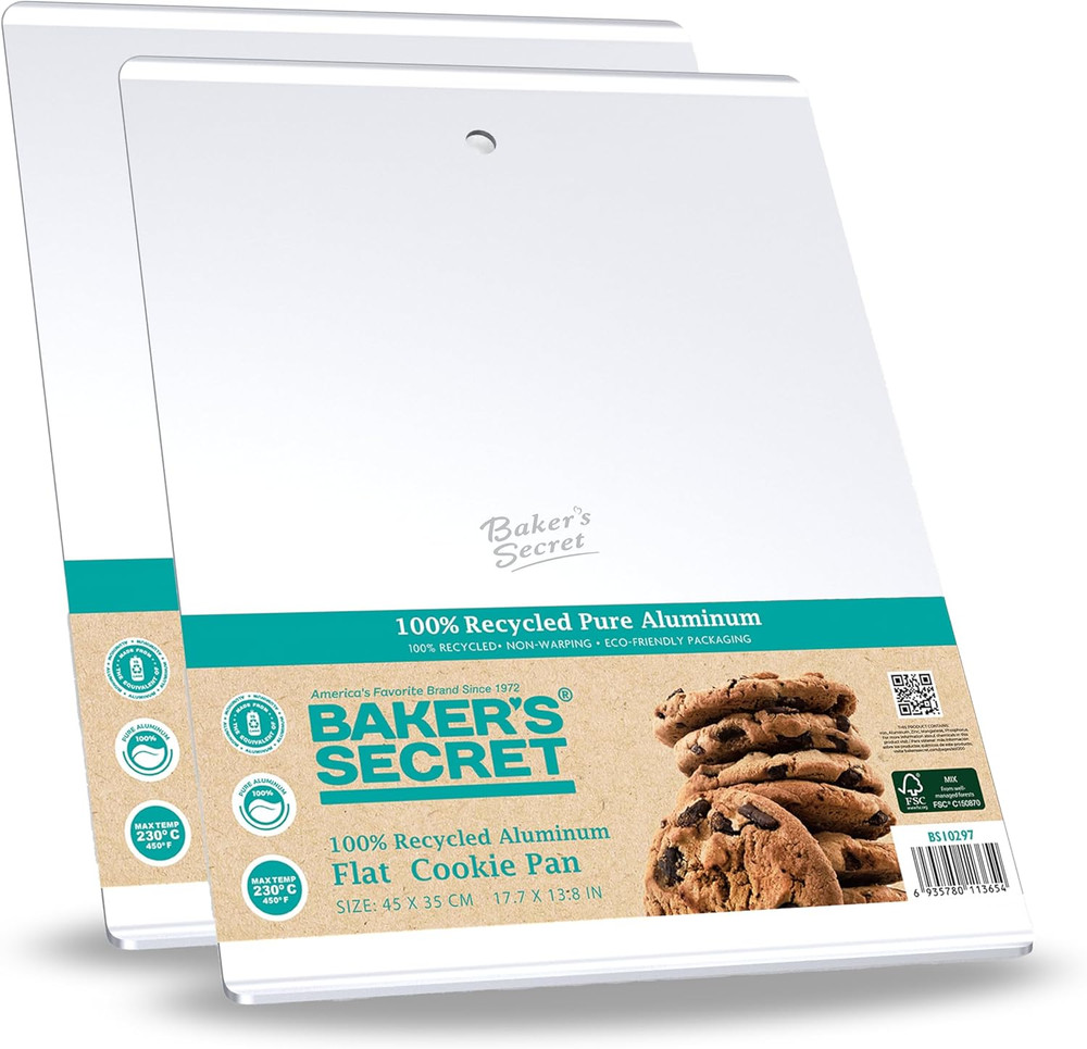 2Pcs Large Flat Cookie Sheet 18" X 14" Aluminum Flat Baking Sheet, Extra Thick -