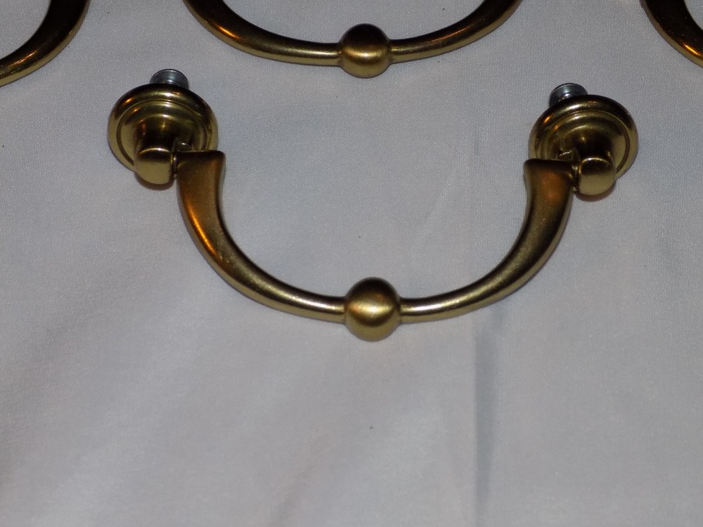 Set of 19 Vintage Polished Brass Drop Bail Handle Drawer Pulls