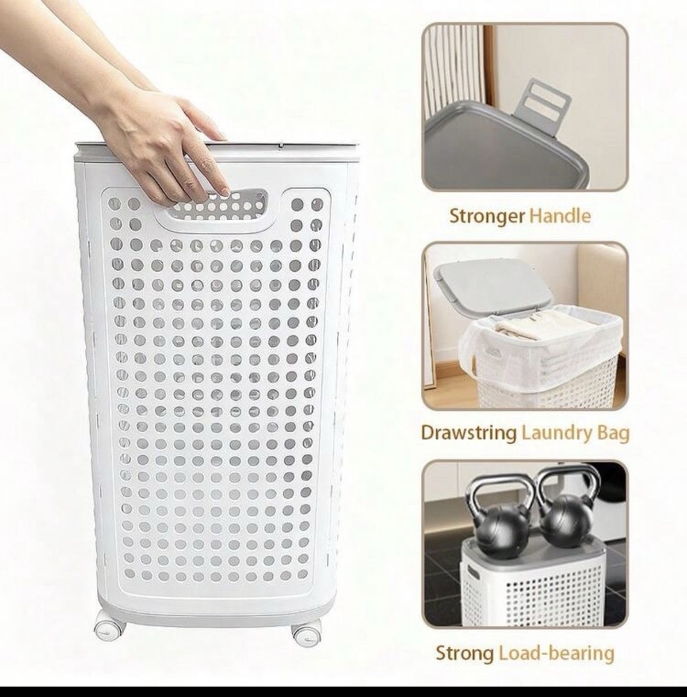 Large Foldable Wheeled Laundry Basket
