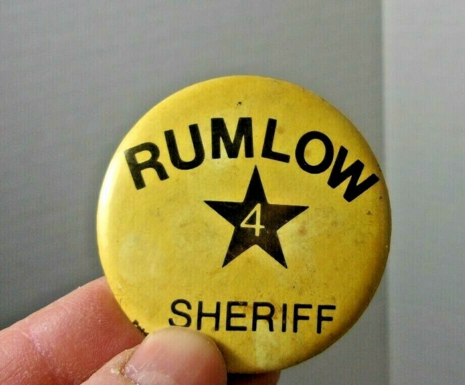 Vintage Button Campaign Pinback Rumlow for Sheriff Wi