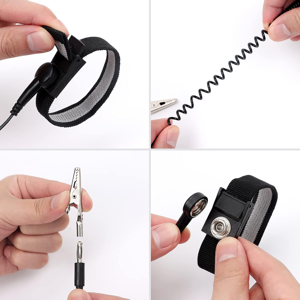 Anti-Static Wrist Strap with Adjustable Band & Extra Long Cord