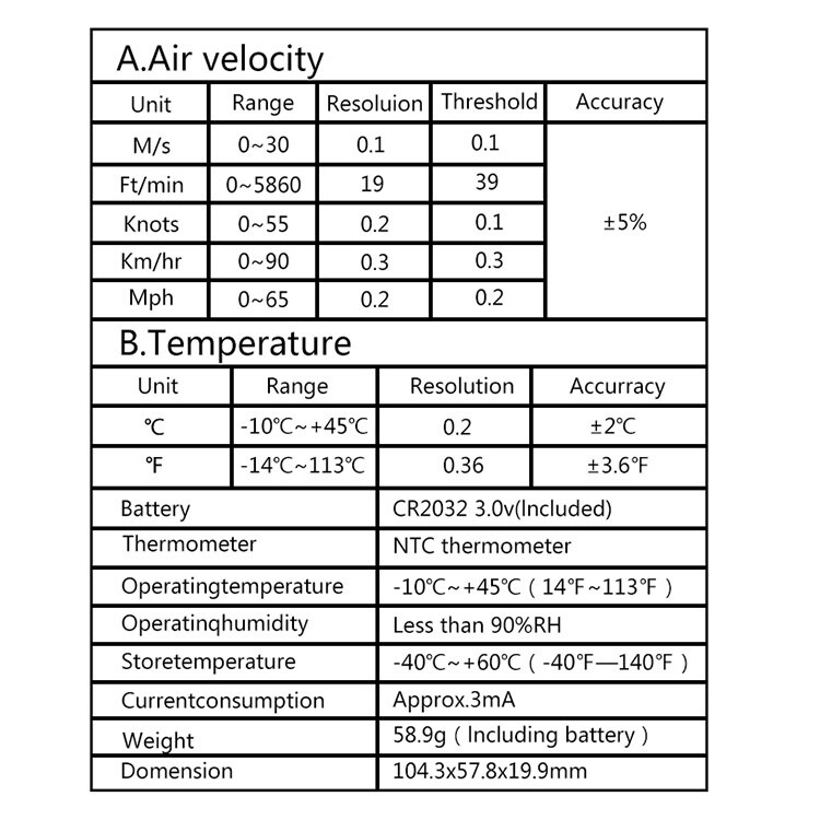 30m/s LCD Hand-held Thermometer Meter Digital Anemometer Wind Speed Meter