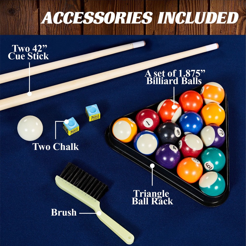 Harrison Collection 5 Ft Billiard Pool Table, Black and Blue, by