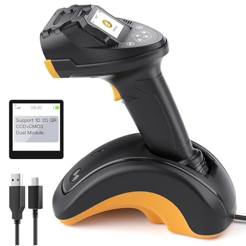 Bluetooth Barcode Scanner, 2D 1D Wireless Handheld Scanner, QR Code Scanner,