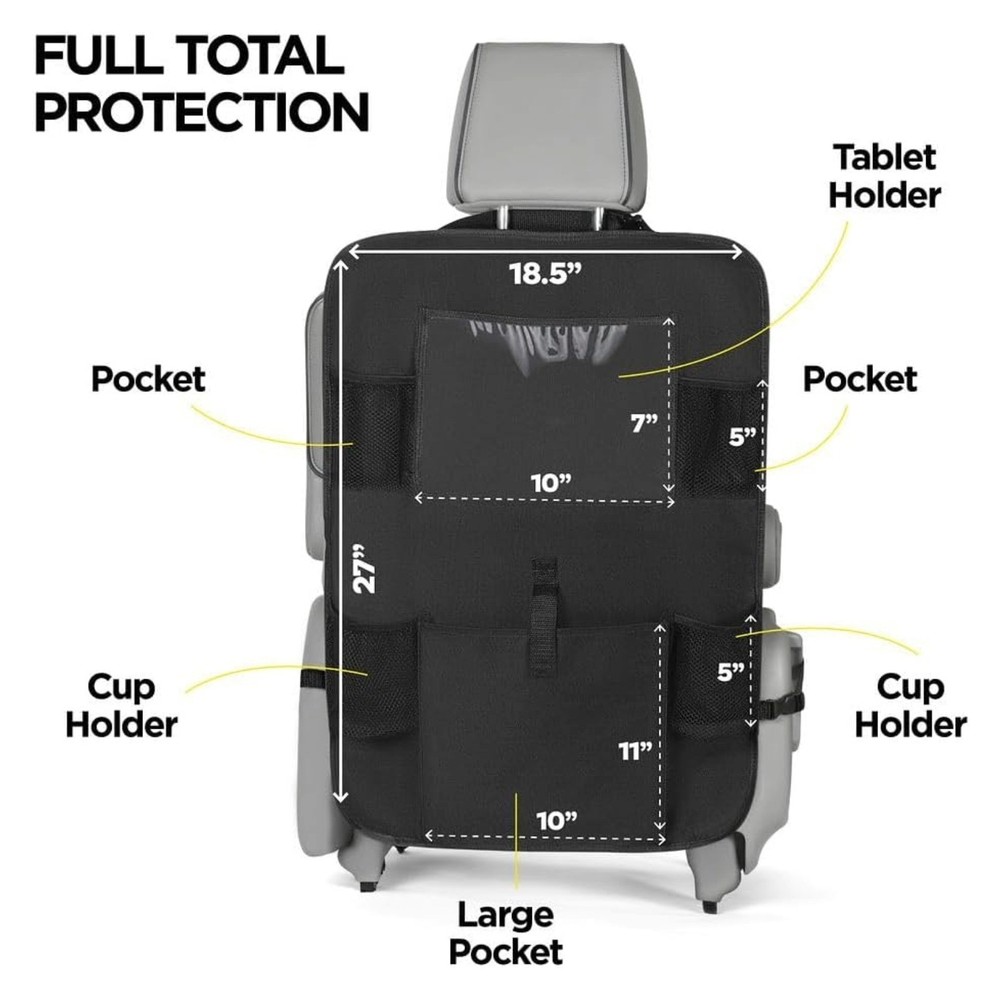 Nylon 6-Pocket Seat Back Storage Organizer | Black