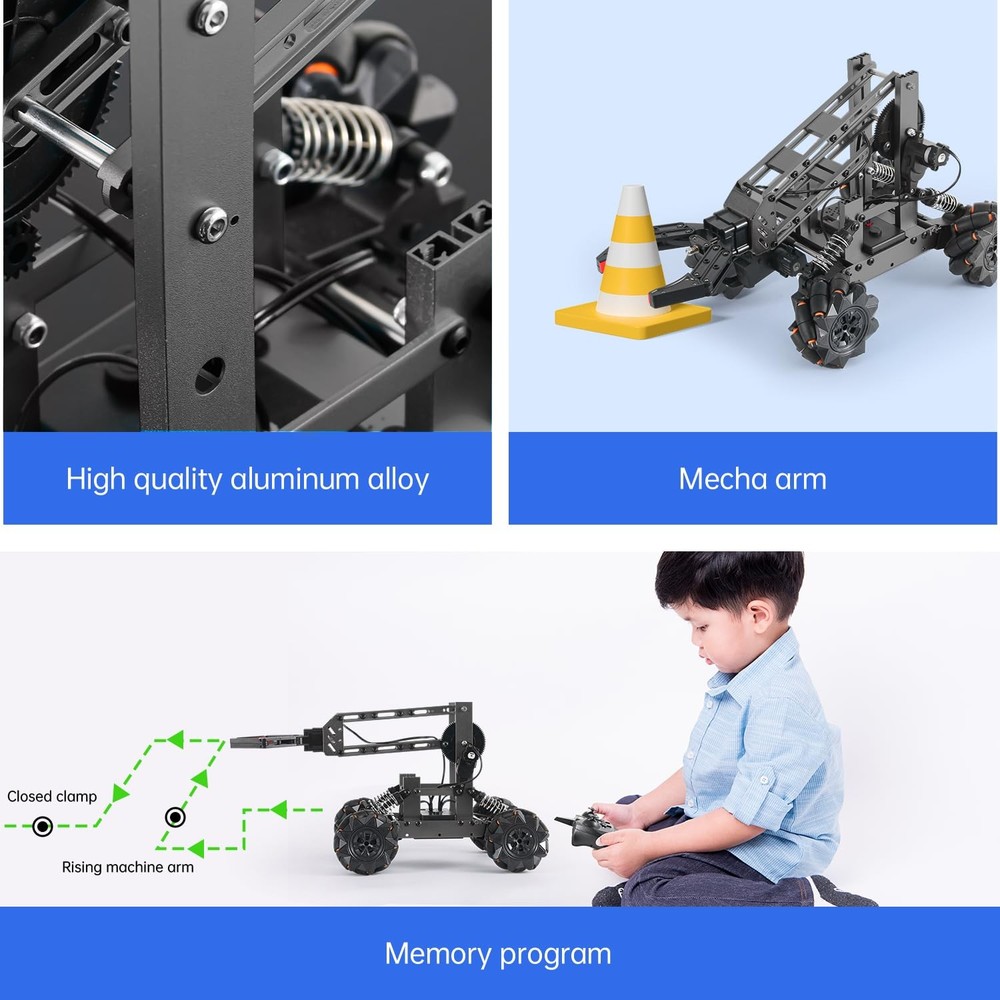 VANLINNY Robotic Arm Kit, DIY Engineering Educational Medium, 1#black