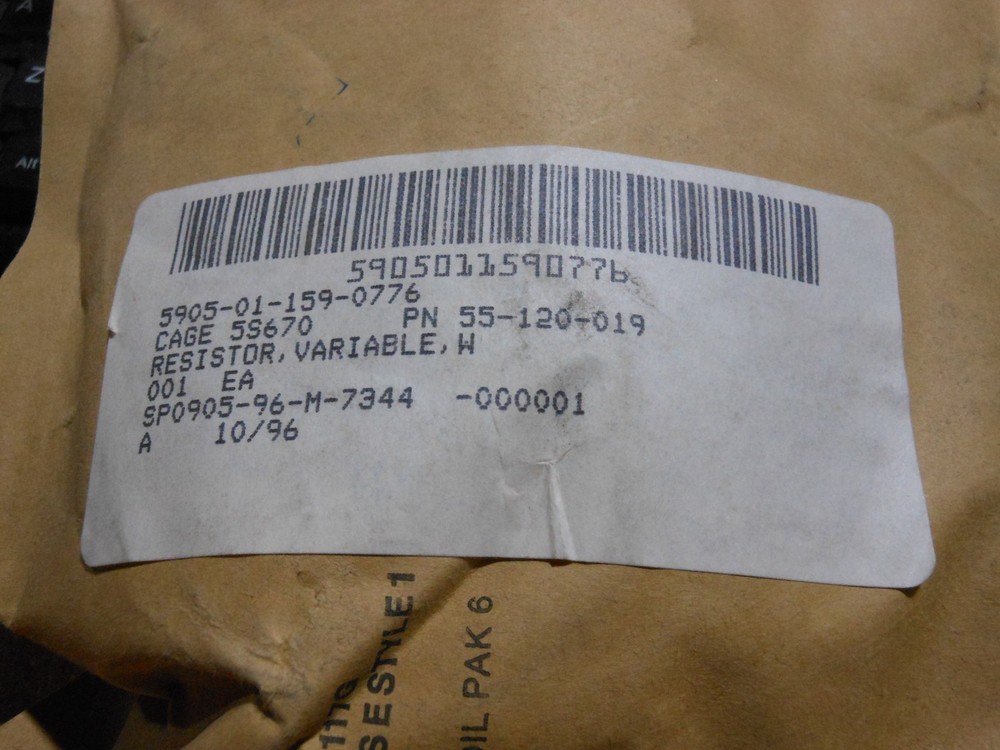 SAMARIUS VARIABLE RESISTOR # 55-120-019 NSN: 5905-01-159-0776