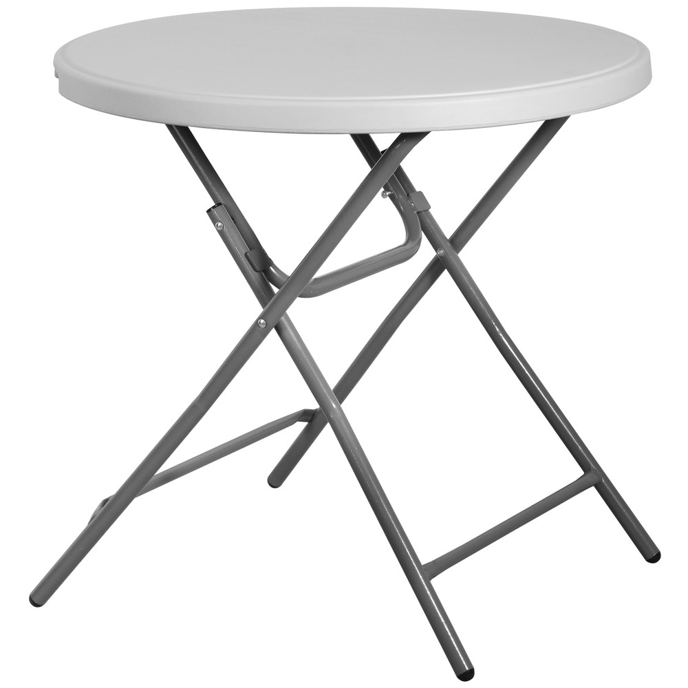 32" Portable Folding Table Round Dining Card Table Plastic Tabletop Metal Frame