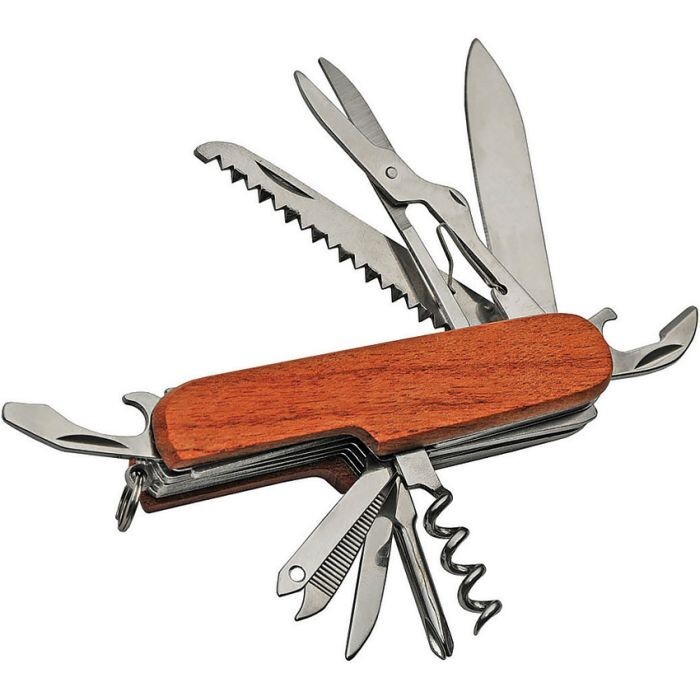 Rite Edge Style Folder Brown Wood Handle Tools Include Small Blade Scissors Saw