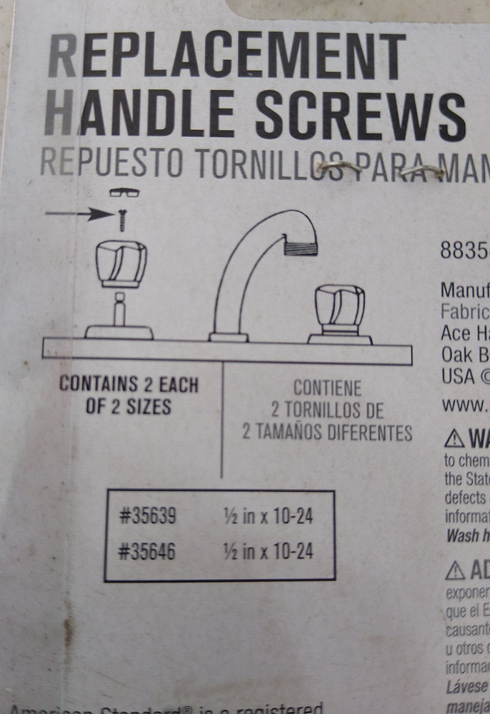 New in Pack Ace Handle Screws 4200234 Ameriican Standard/Price Pfister/Gerber