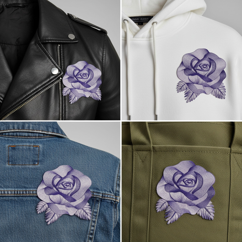 Elegant Etching Rose Embroidered Patch