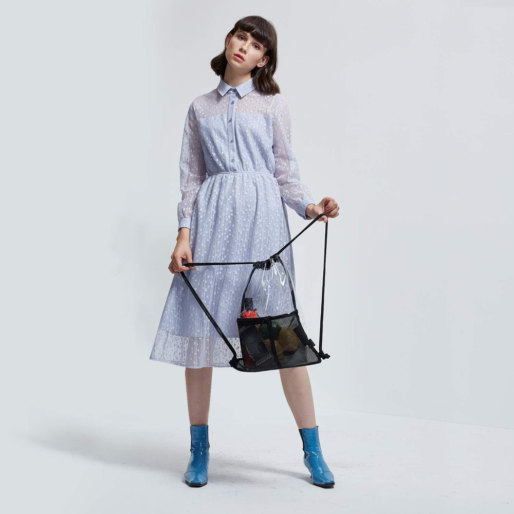 Clear Drawstring Backpack - 10Pack String Cinch Bag Mesh Pocket, Bluk for Gym,St