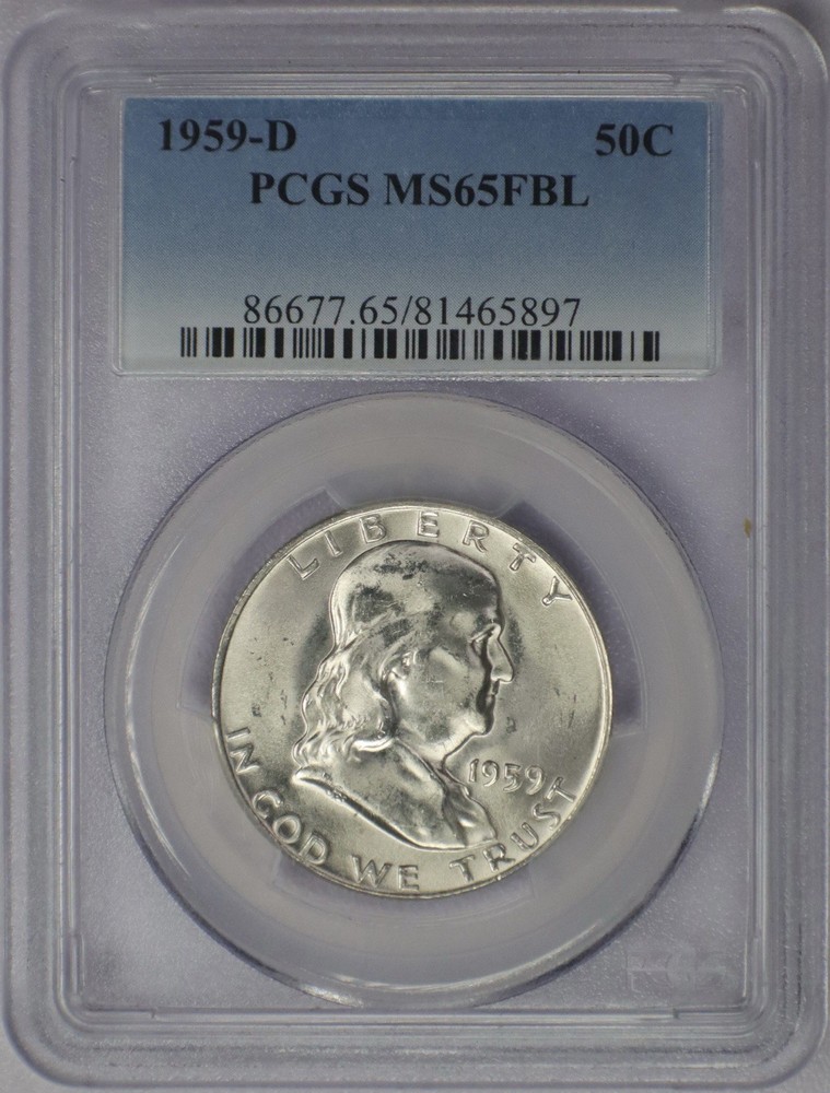 1959-D 50c Franklin Half Dollar - PCGS MS 65 FBL