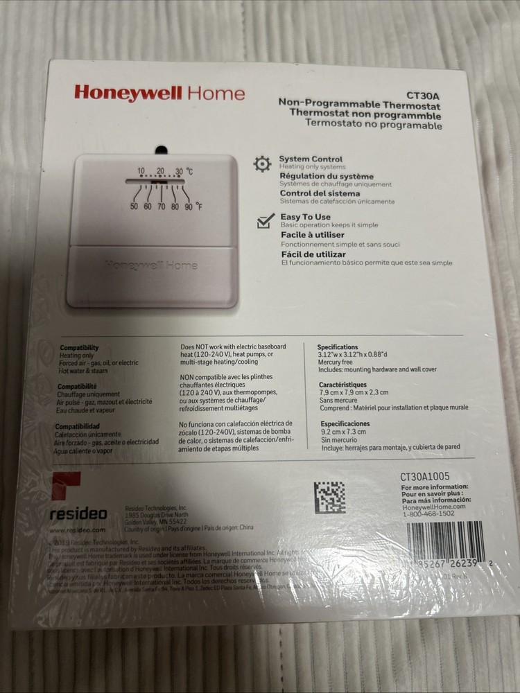 Honeywell Home Non Programmable Basic Thermostat Control Heat READ 2