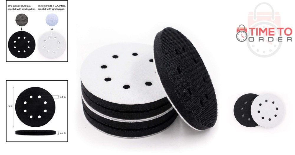 5 Pack 5 Inch Soft Density Interface Pads Hook and Loop Buffers Sanding