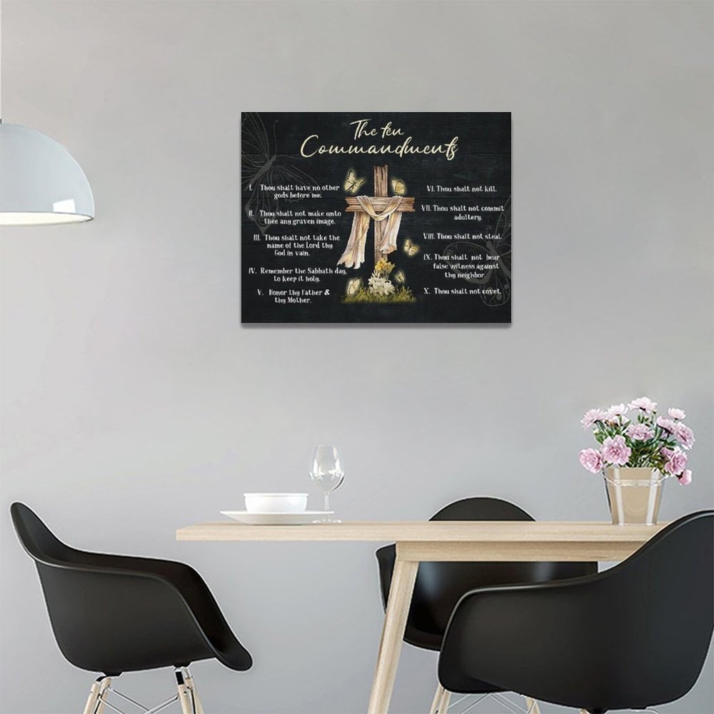 eiffecho 10 Commandments Wall Art 10 Commandments Pictures Wall Decor Canvas ...