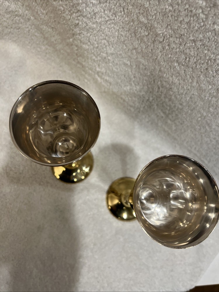 Boxed Set Gatco Solid Brass Champagne Flute Goblets