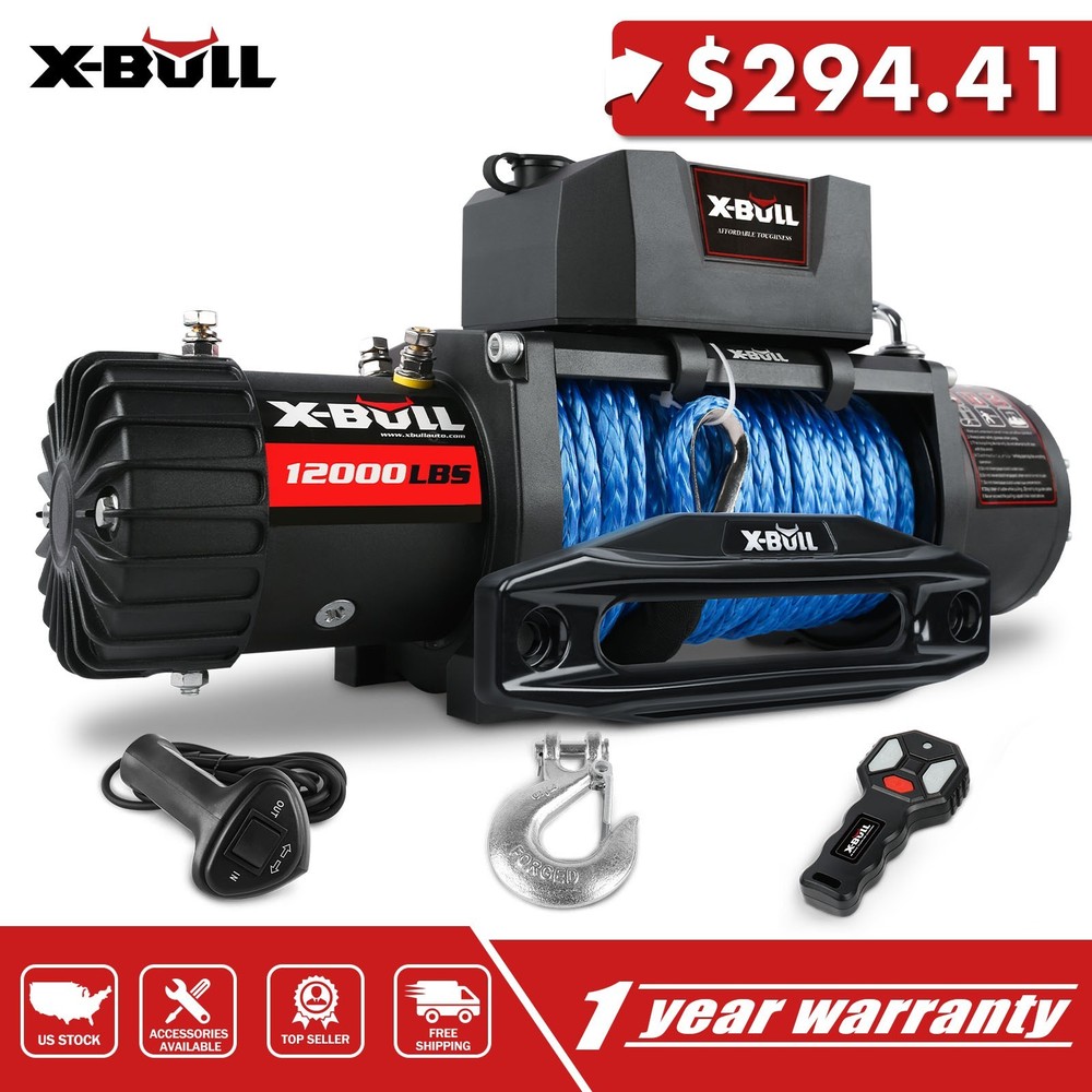 X-BULL 12000lb Electric Winch 12V Trailer Winch Synthetic Rope Truck Off-Road4WD