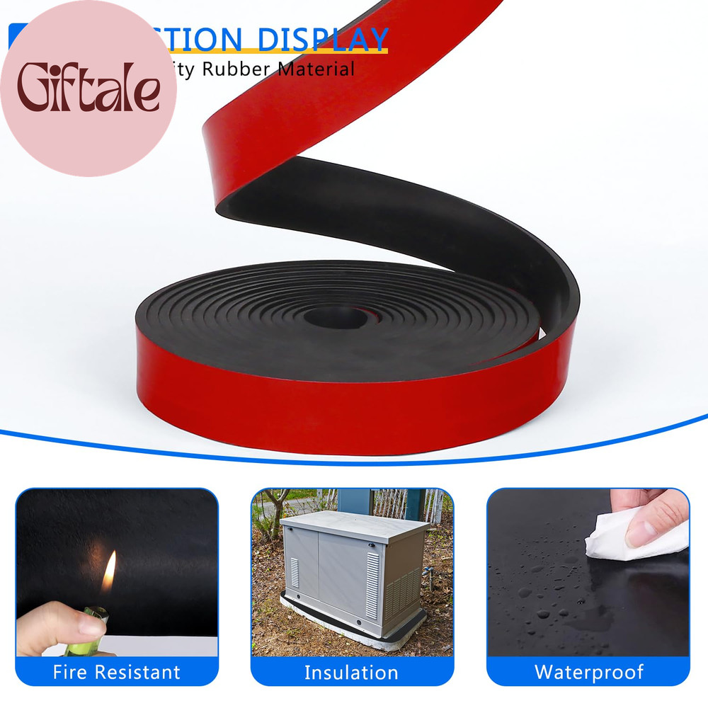 Adhesive Solid Rubber Strips, 5" Wide X 1/16" Thick X 60" Long Self Stick Black