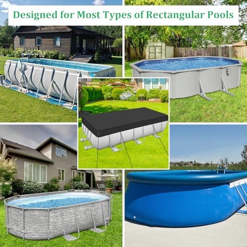12-24FT Rectangular Pool Cover, Oval Solar Pool 12-24 ft Rectangular and Oval
