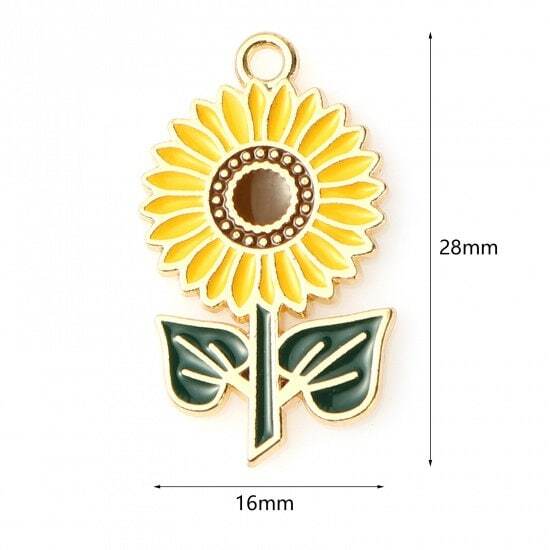 Bright Sunflower Themed Enamel Charm