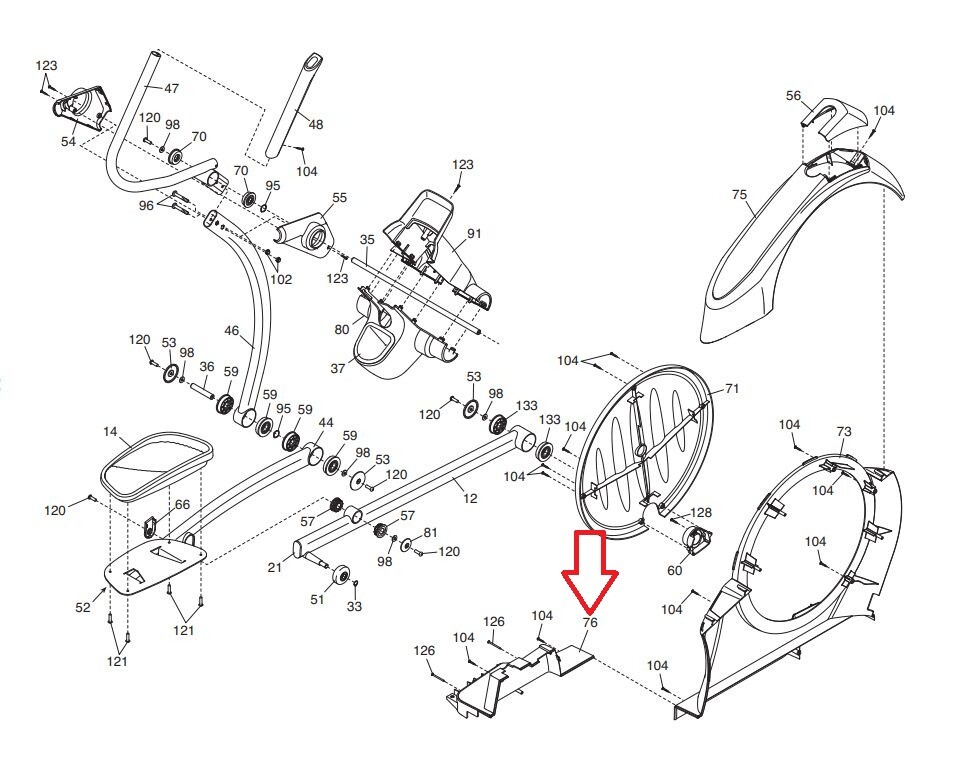 FreeMotion Proform NordicTrack Elliptical Left Rear Shield 306945