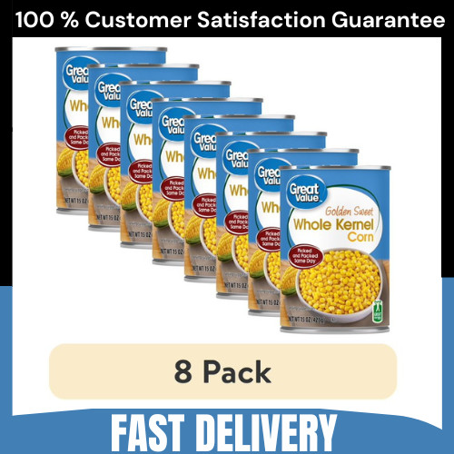 (8 pack) Great Value Golden Sweet Whole Kernel Corn, 15 oz