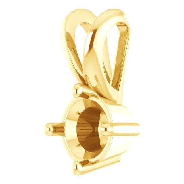 18K Solid Yellow Gold Pendant Setting Round Solid Base Solitaire Mount 3mm-8mm