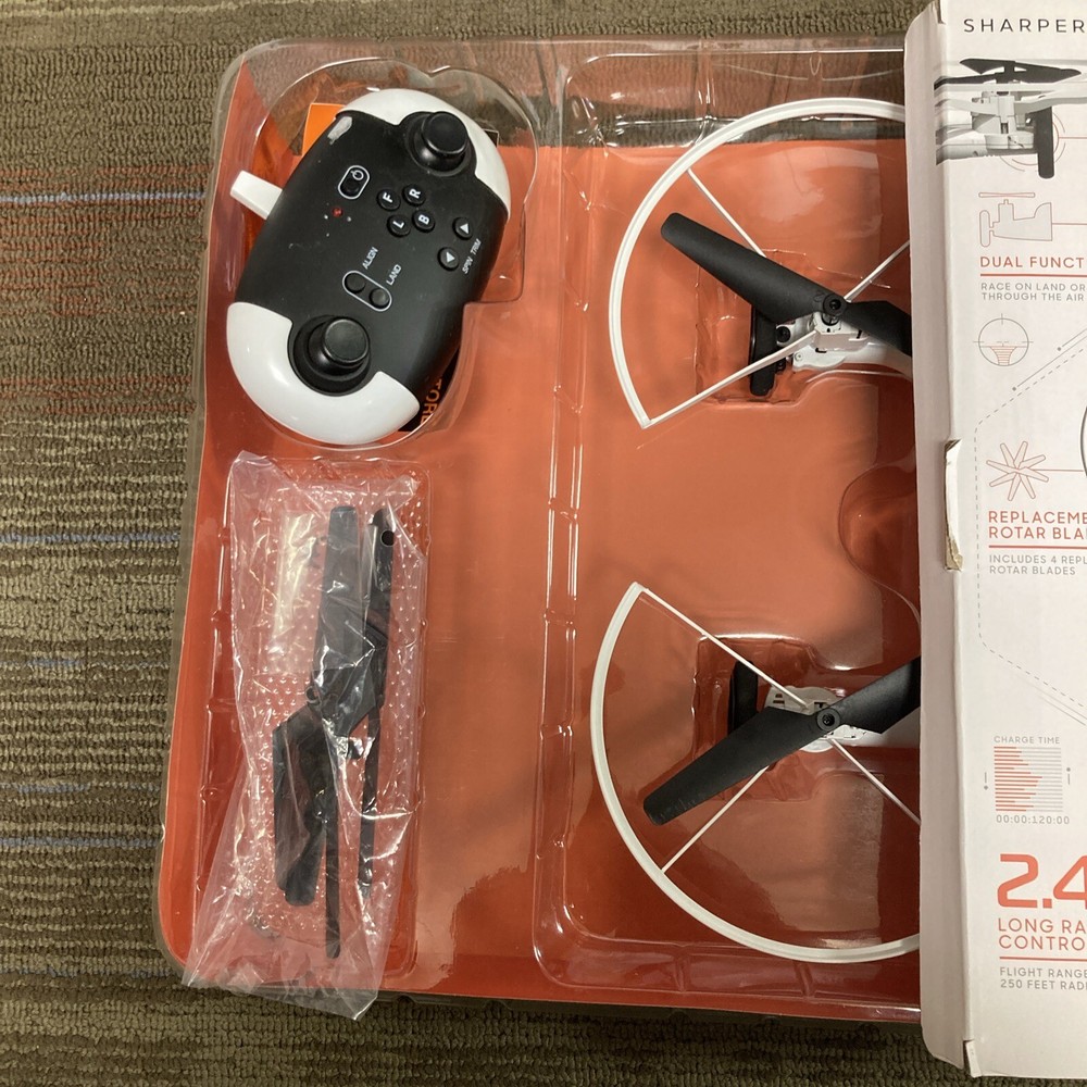 Sharper Image Fly + Drive 7" Drone Open Box Missing Charger