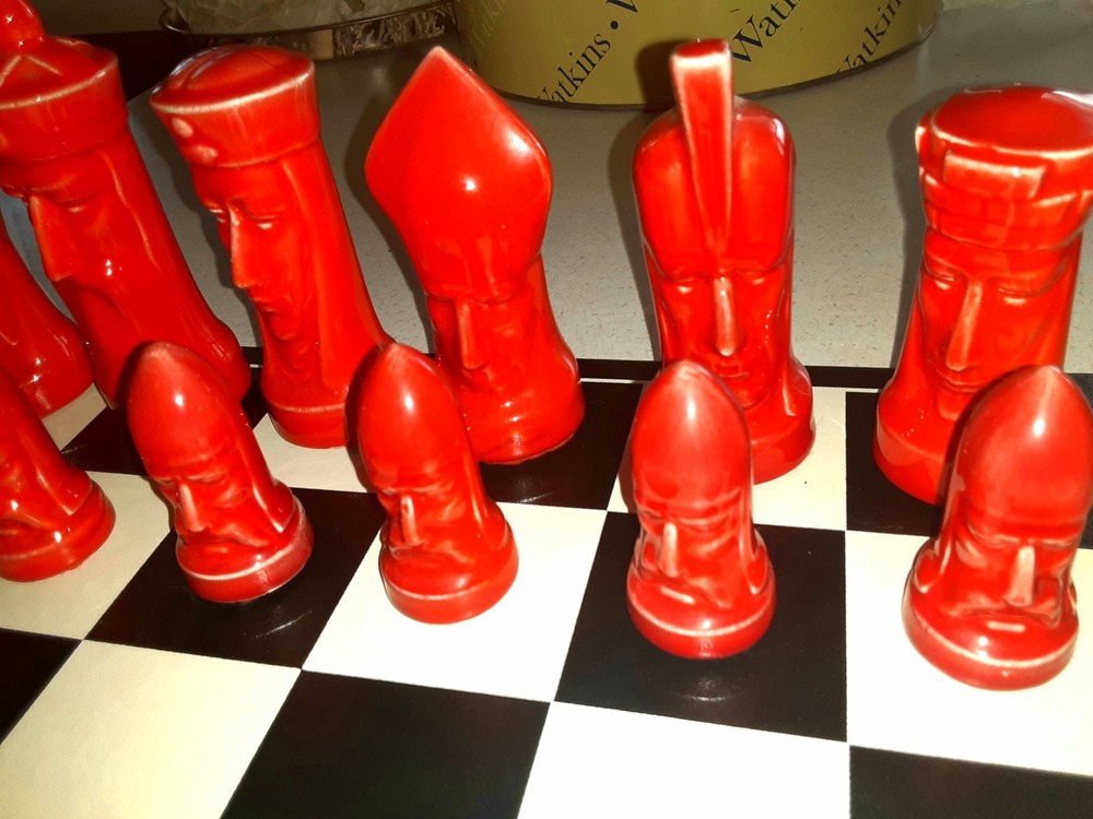 Peter Ganine Red And White Ceramic Chess Set