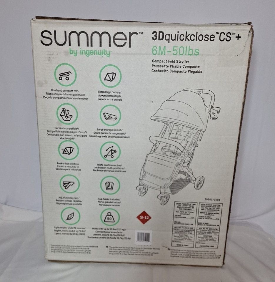 Summer By Ingenuity 3Dquickclose CS+ Stroller Quick Fold Baby Compact