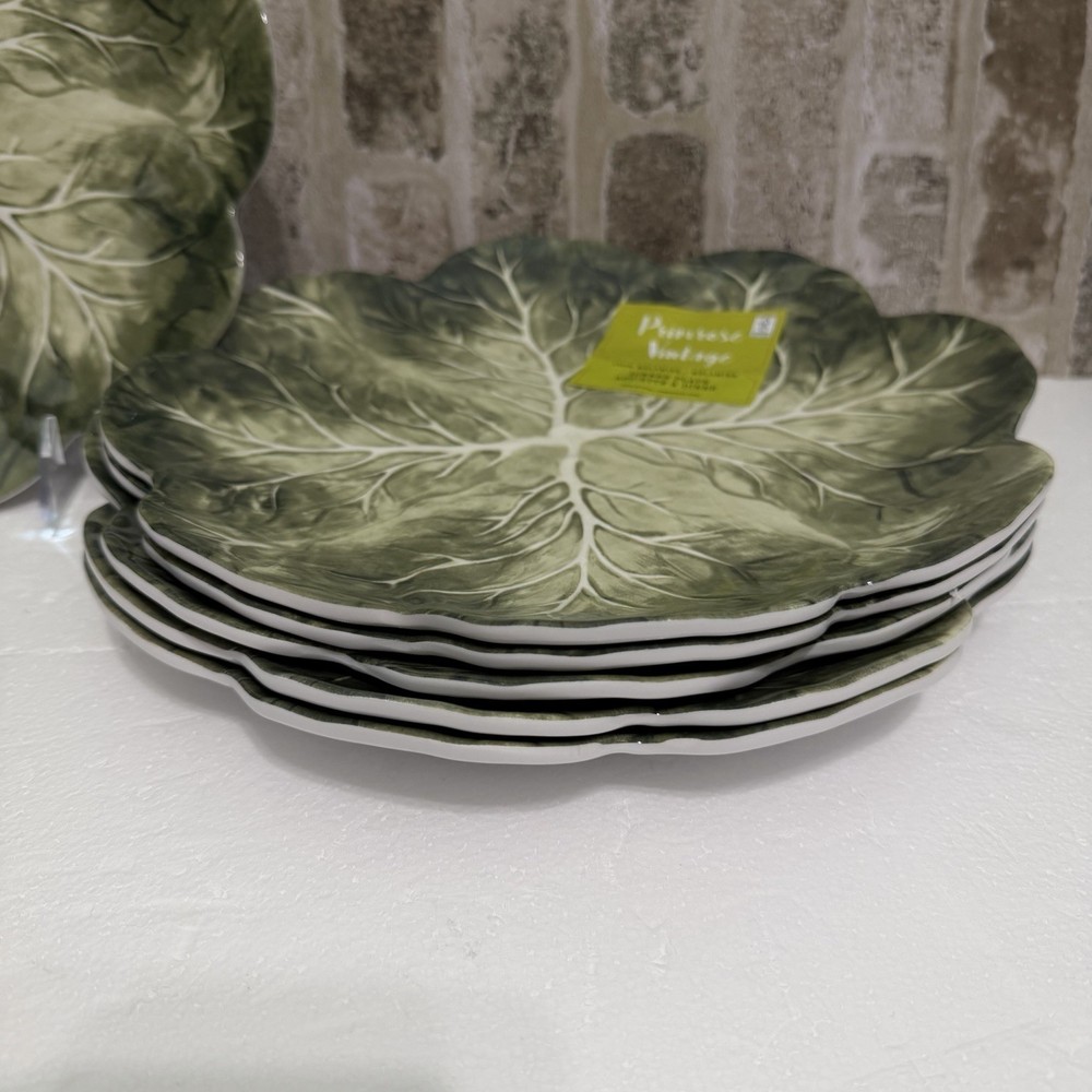 New Primrose Vintage 6 Cabbage Print Melamine Dinner Plates Easter Spring 10.5”