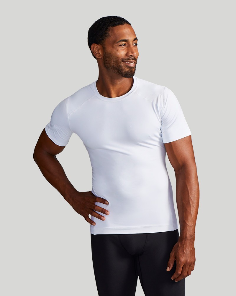 Tommie Copper Men's White Compression Shirt (for Lower Back Support) - Large