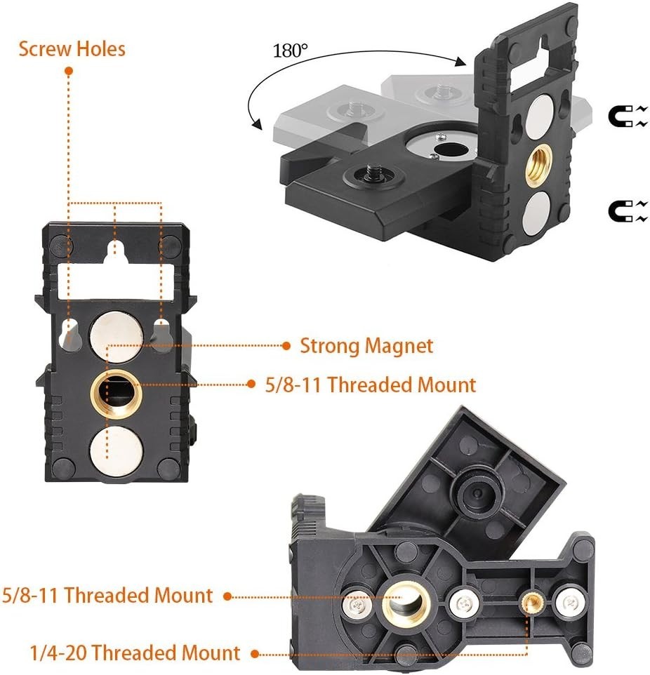 Multi-Functional Magnetic Laser Level Adapter - 1/4" & 5/8" Thread Compatibility