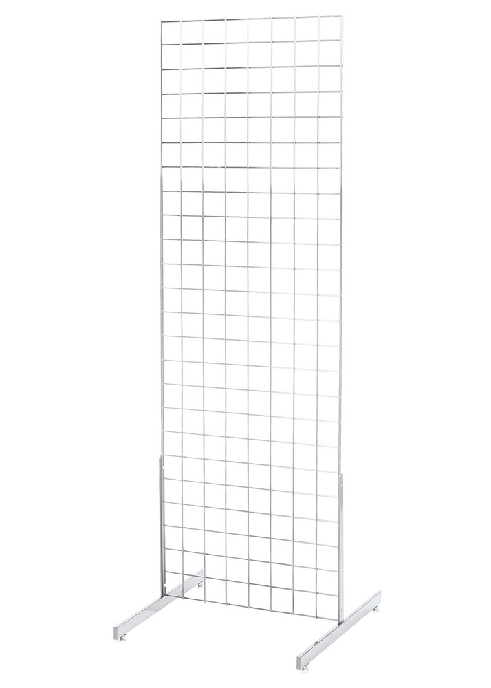 2 ft x 6 ft Chrome Standing Grid Screen - Includes Grid Panel and 2 Grid Legs
