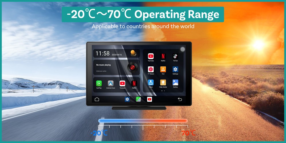 Ottocast 9" Car Touchscreen Wireless CarPlay+Android Streaming w/Youtube+TK