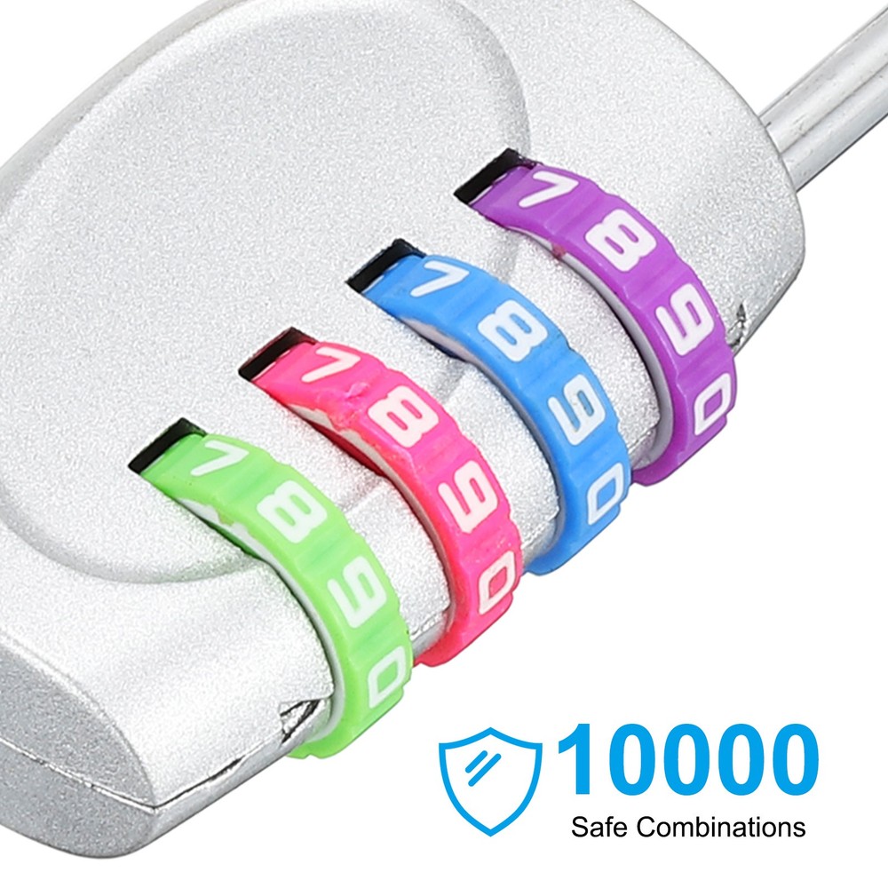 Combination Lock, 4 Digit Padlock Locker Lock, Silver with Colorful Wheel