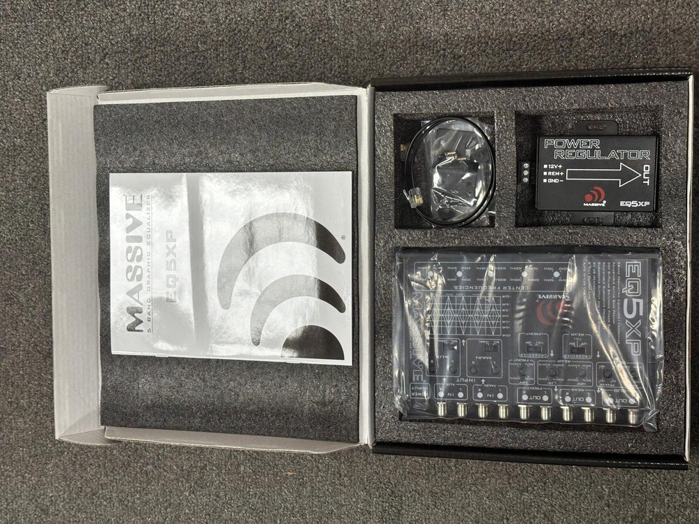 Massive Audio EQ5XP 1/2 DIN 5 Band Parametric Equalizer 8 Volt Line Driver NEW