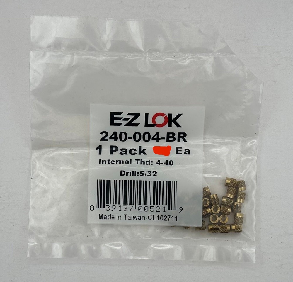 E-Z LOK Threaded Insert for Plastic 240-004-BR (20 inserts)