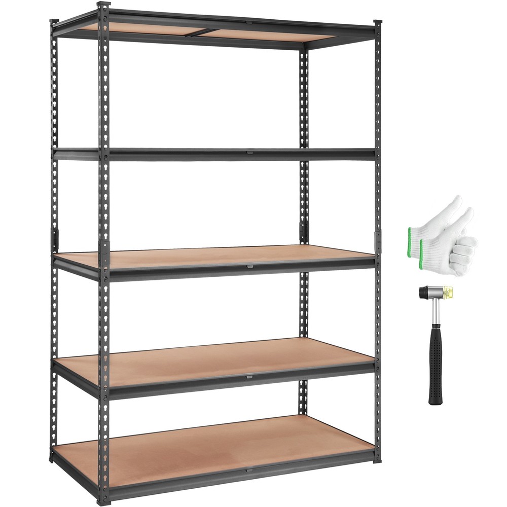 6 Size Storage Shelving Unit Garage Storage Rack 5-Tier Adjustable 2000 lbs Load