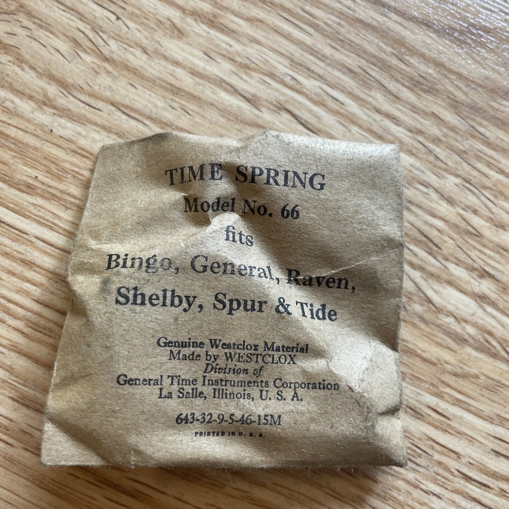 Time Spring Model 66 Clock Bingo General Raven Shelby Spur