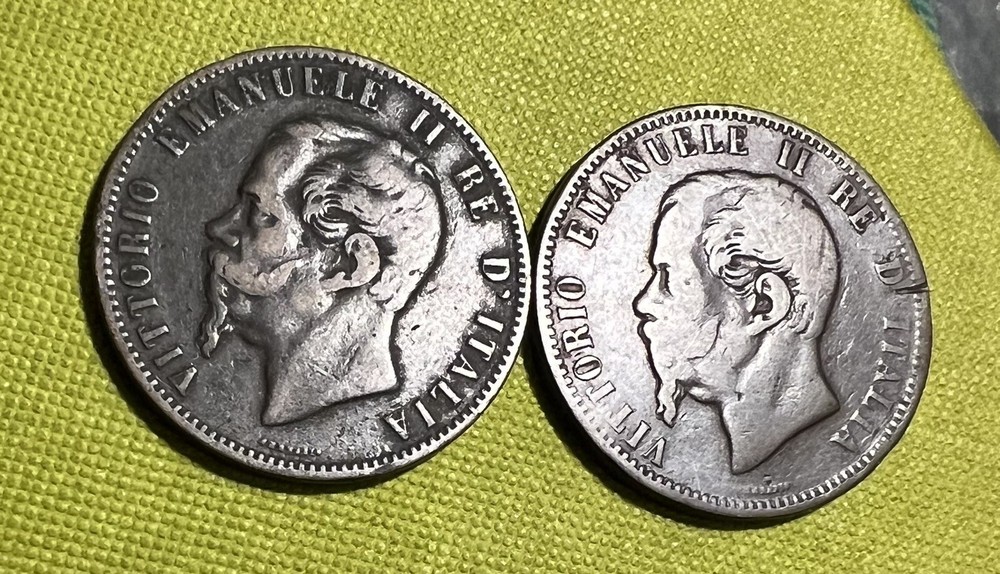 1866, 1867 Italy 10 Cent Coins