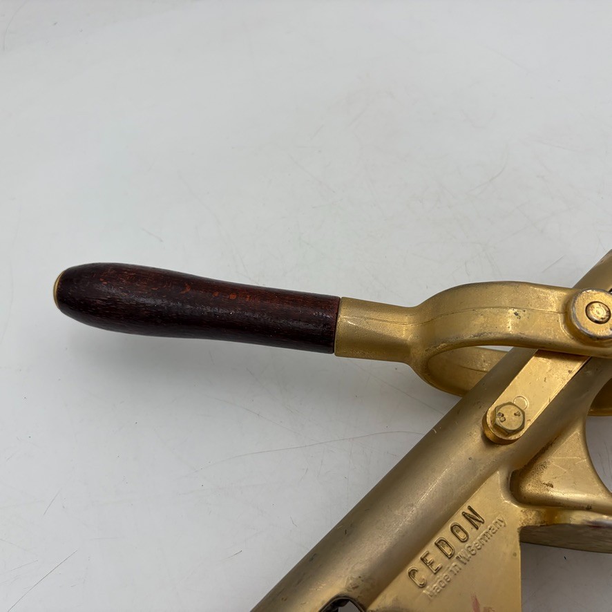 Vintage 1950-1960s Solid Brass Cedon Corkscrew Wine Bottle Opener Bar Tool