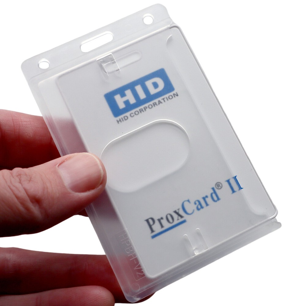 10 Pack - Vertical Rigid Badge Holders for HID Clamshell -70 Mil Prox Card II