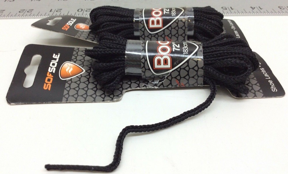 2 - SofSole Military Round Boot Lace Black 72" 2 Pack