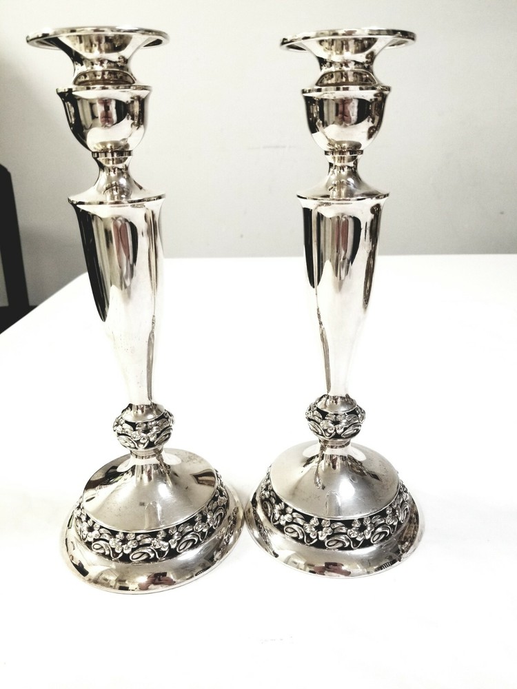 STERLING SILVER PAIR OF CANDLESTICKS 1950'S