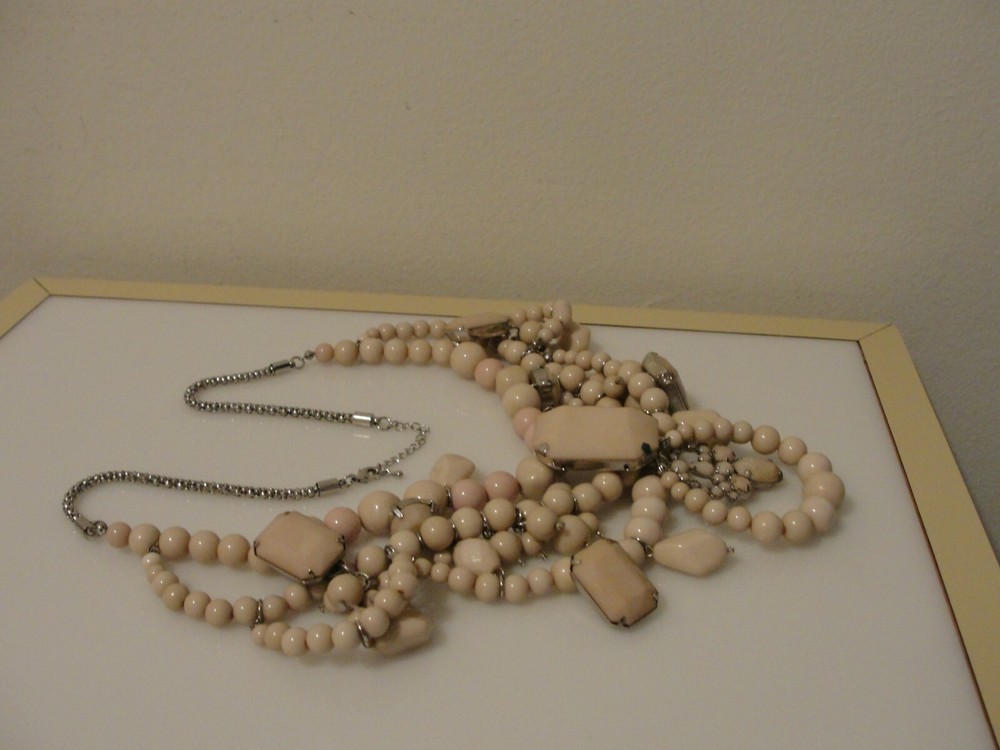 statement soft pink bead necklace 23"-25"