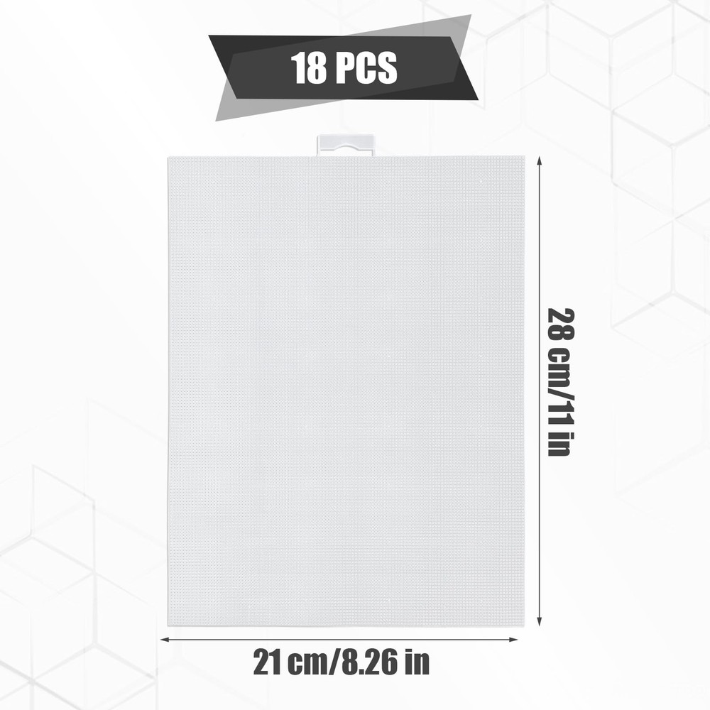 18pcs Plastic Mesh Canvas Sheets 11x8.2in, 14 Count White Needlepoint Canvas ...