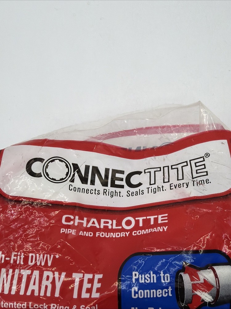 CONNECTITE Charlotte 2" PVC Push-Fit DWV Sanitary TEE Free Ship New